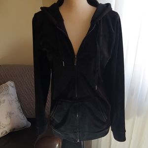 Gloria Vanderbilt Black Velour Zip hoodie Size M
